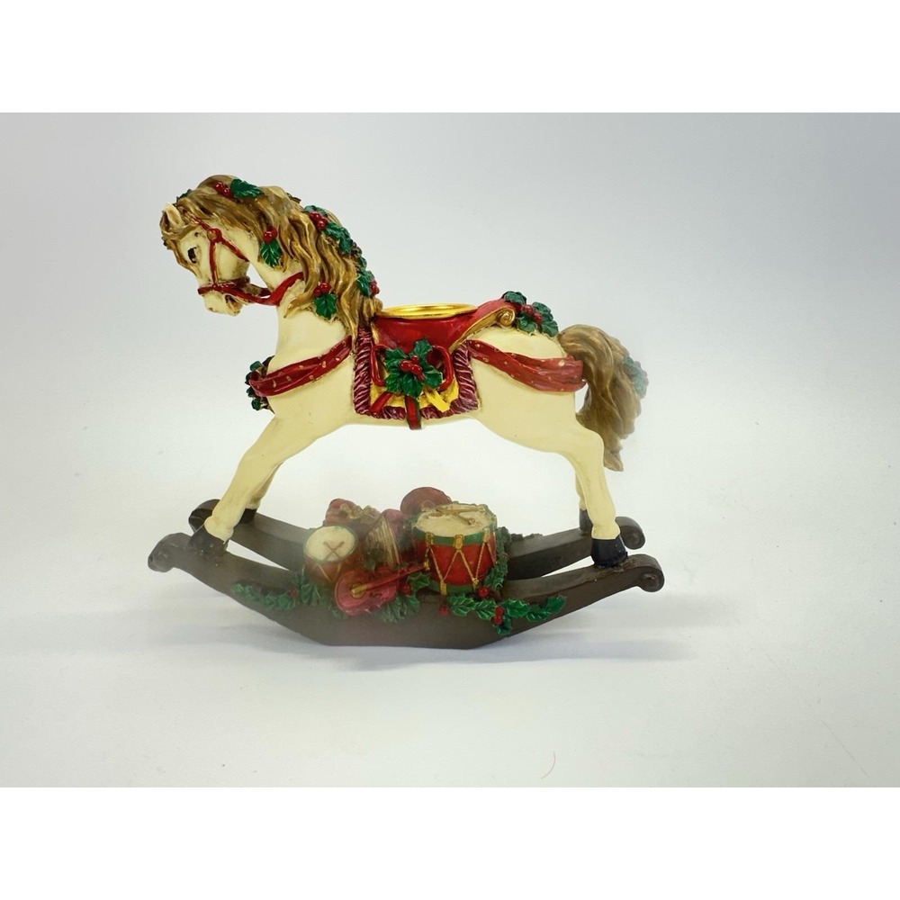 Vintage 1991 Giny Inc Christmas Rocking Horse Votive Candle Holder Holiday Decor